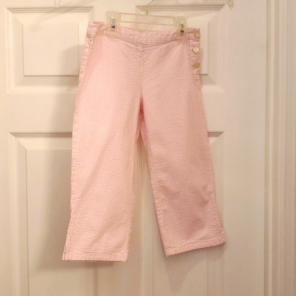 Chaps Girl's Pink & White Ghingham Pants